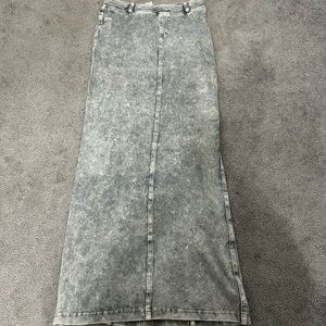 Hard tail gray denim long skirt